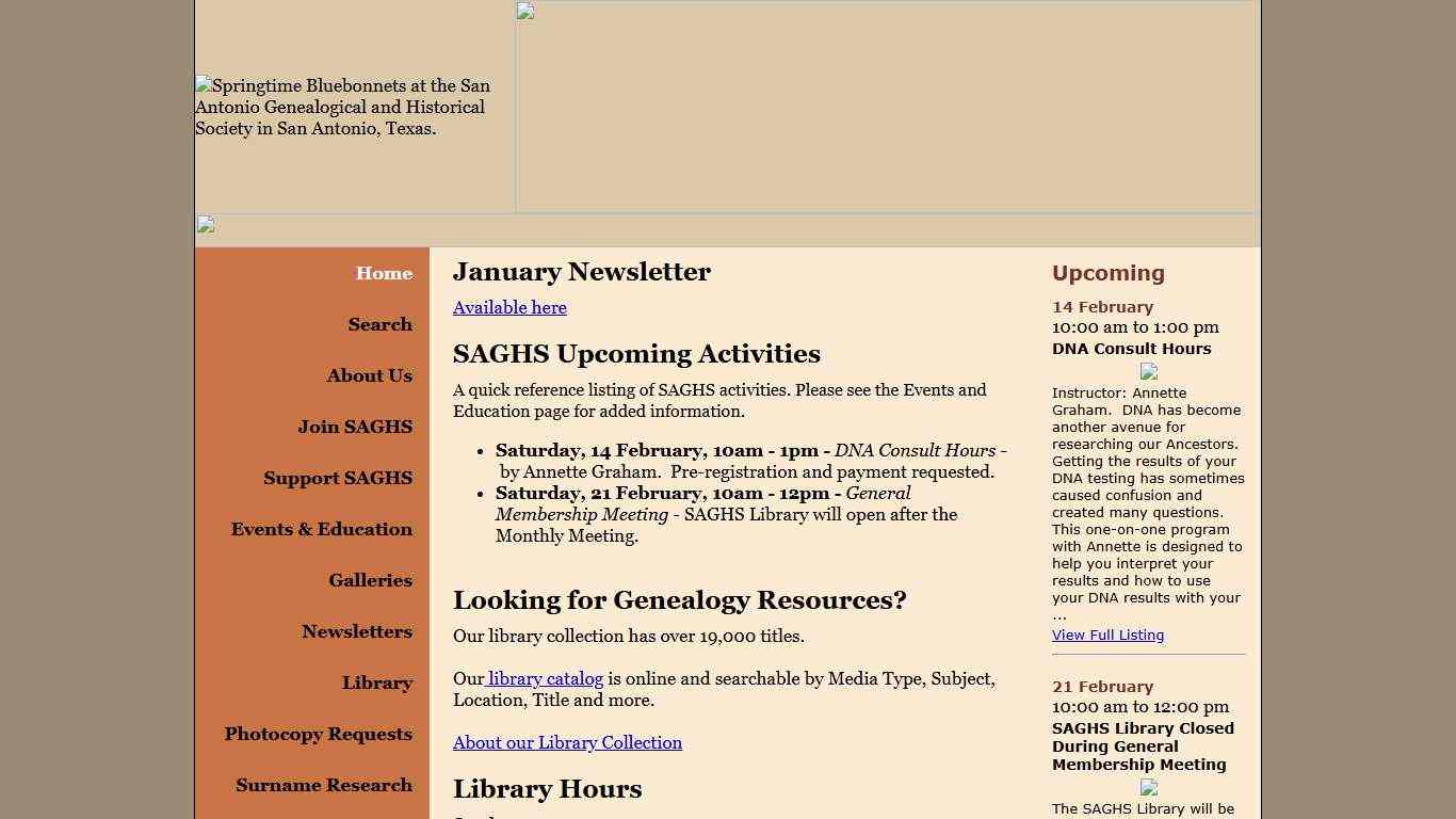 Welcome to the San Antonio Genealogical and Historical Society